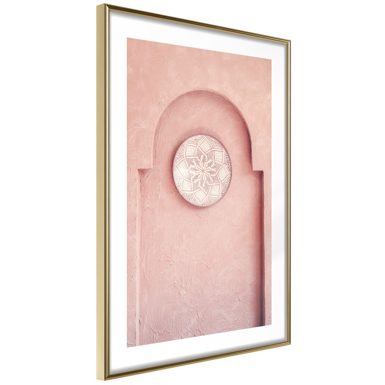 Poster Pink Niche - wall architecture with a hanging decorated circle 134749 additionalImage 7