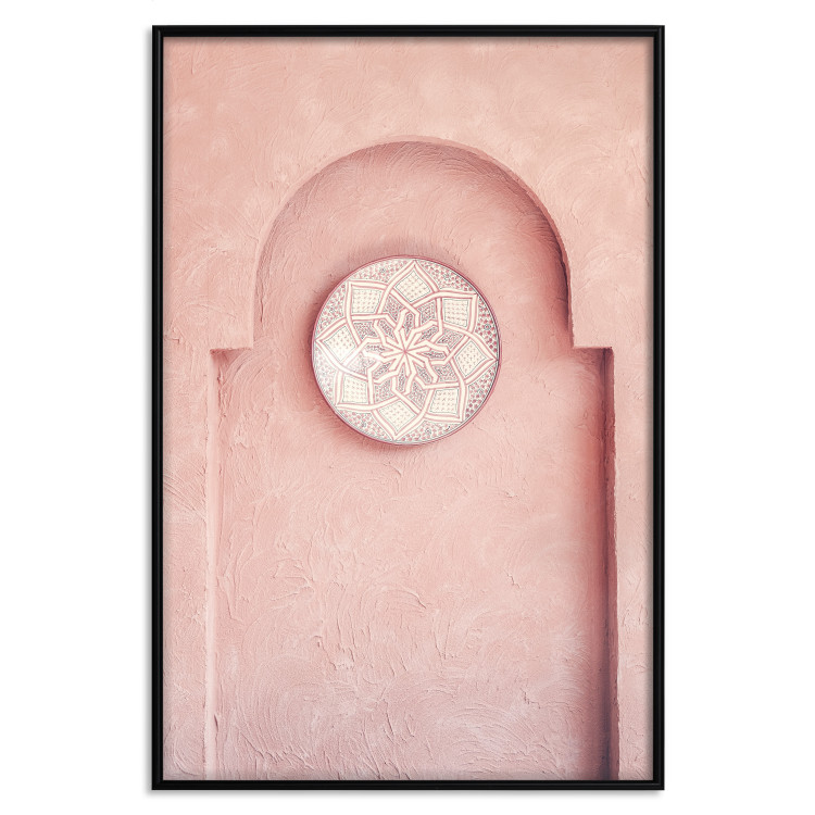 Poster Pink Niche - wall architecture with a hanging decorated circle 134749 additionalImage 16
