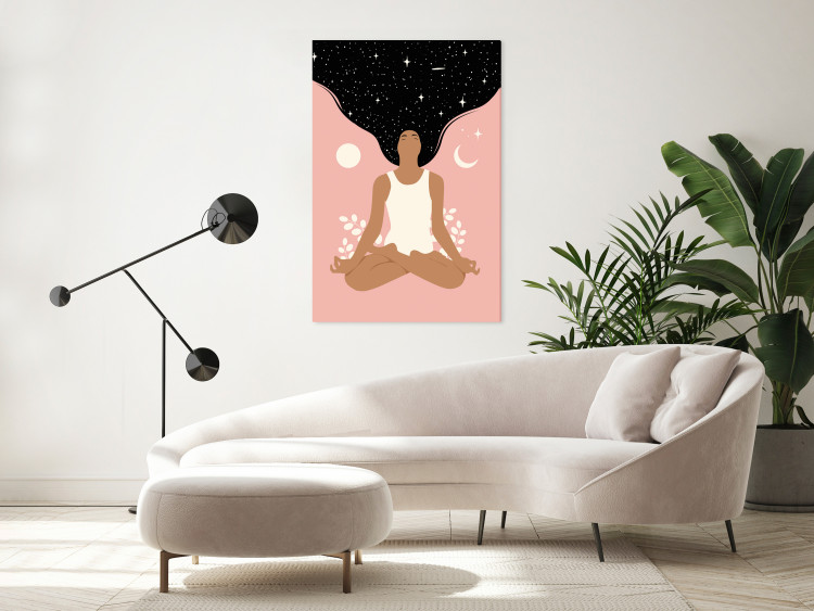 Canvas Print Morning Yoga (1-piece) Vertical - woman figure in a self-love spirit 138849 additionalImage 3