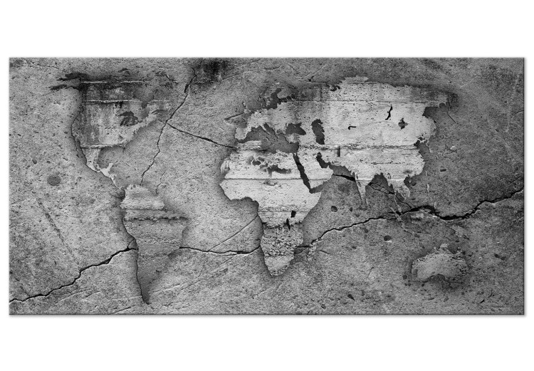 Canvas Print Raw World (1-piece) Wide - world map on concrete texture 142349