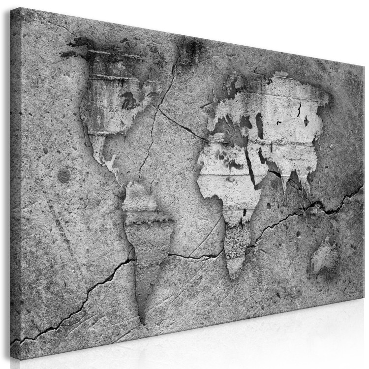 Canvas Print Raw World (1-piece) Wide - world map on concrete texture 142349 additionalImage 2