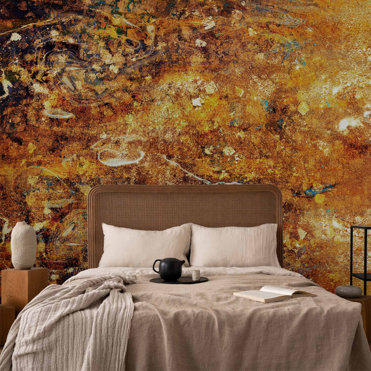 Photo Wallpaper Fleeing thoughts - composition full of warm gold with black patterns 142549 additionalImage 2