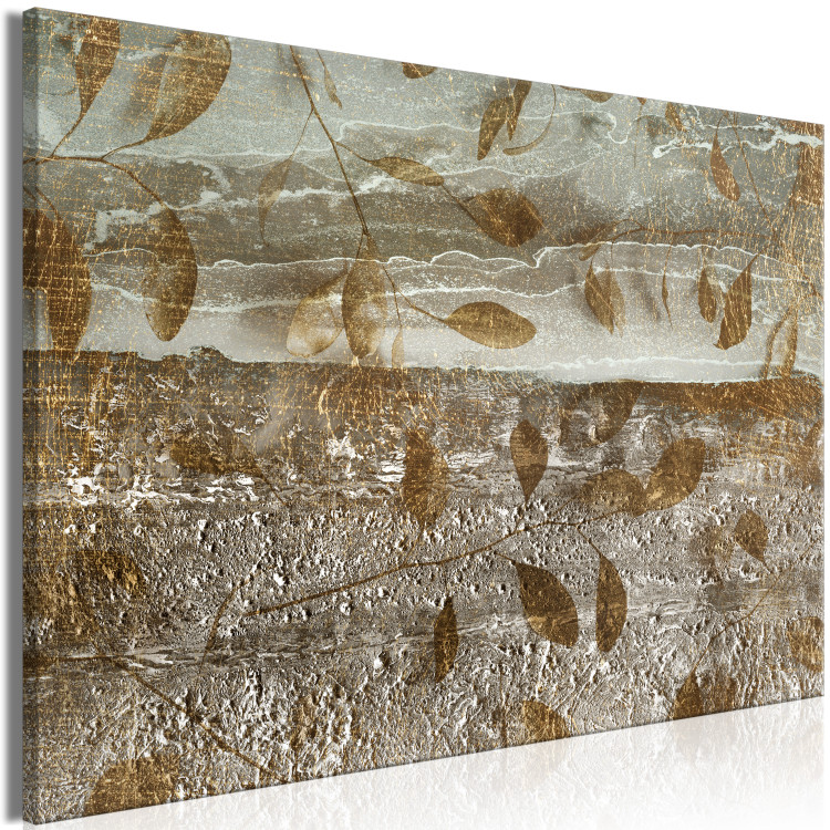 Canvas Brown Leaves (1-piece) Wide - abstraction against sea waves 143549 additionalImage 2