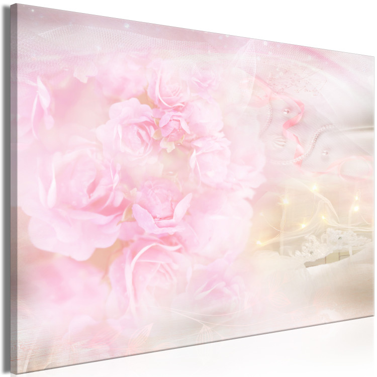 Canvas Ornamental Roses (1-piece) - pink flowers and light abstraction in the background 144049 additionalImage 2