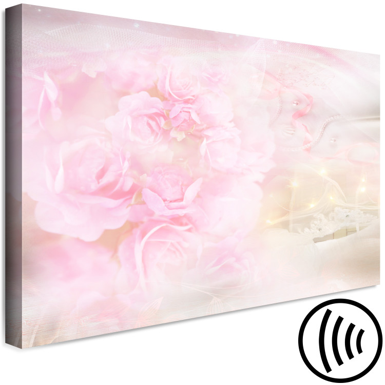 Canvas Ornamental Roses (1-piece) - pink flowers and light abstraction in the background 144049 additionalImage 6
