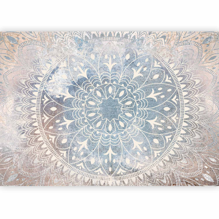 Photo Wallpaper Mandala - Bright Ornament in Cream Color on a Blue Background 145149 additionalImage 1