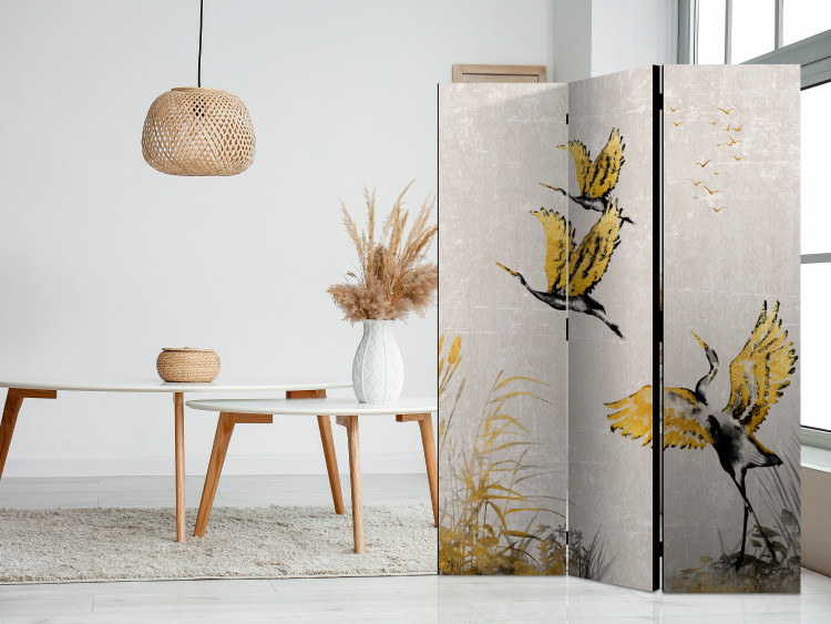Room Divider Geese at Sunset - Birds Painted With Gold and Ink 146149 additionalImage 2