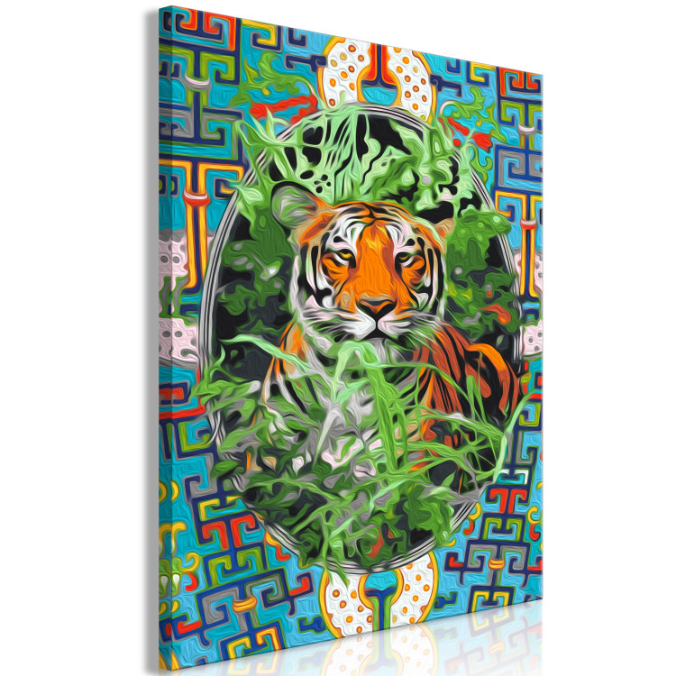 Paint by Number Kit Pensive Cat - Tiger among Grass and Abstract Colored Background 146549 additionalImage 5