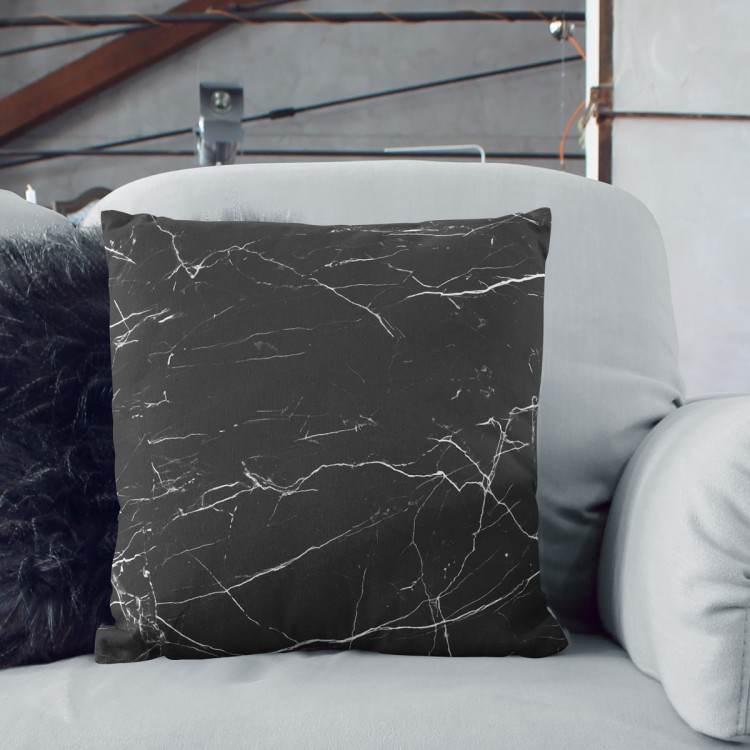 Decorative Microfiber Pillow Scratches on marble - a graphite pattern imitating the stone surface cushions 146849 additionalImage 6