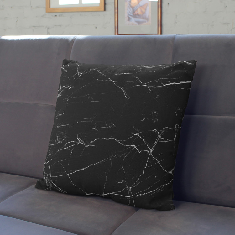Decorative Microfiber Pillow Scratches on marble - a graphite pattern imitating the stone surface cushions 146849 additionalImage 4