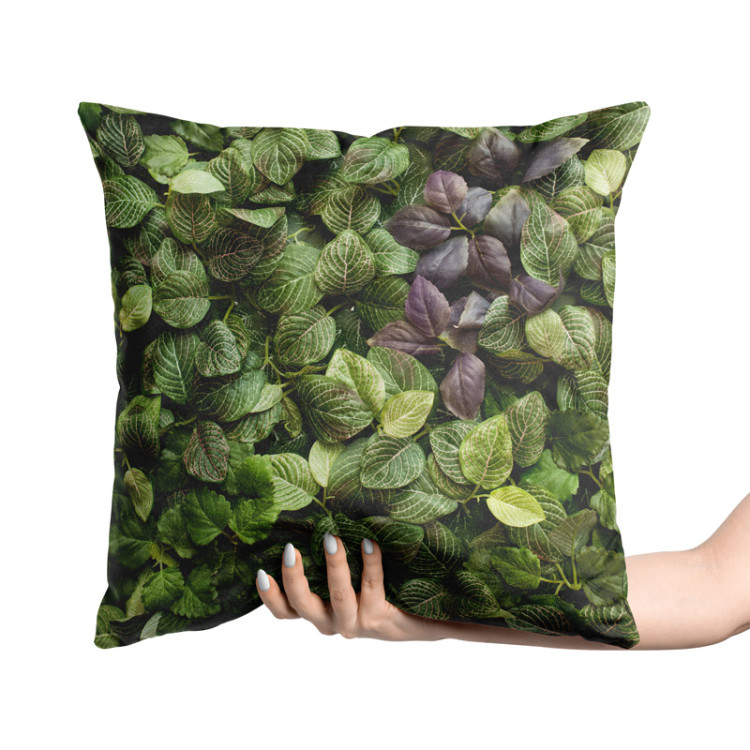 Decorative Velor Pillow Laying green - a lush vegetation in a detailed representation 147049 additionalImage 2