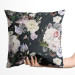 Decorative Velor Pillow Stately bouquet - rose and peony flowers on black background 147149 additionalThumb 2