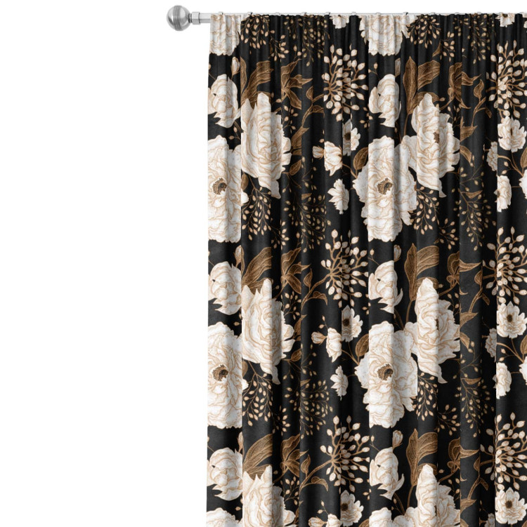 Decorative Curtain Floral elegance - composition with floral motif on a dark background 147249 additionalImage 5