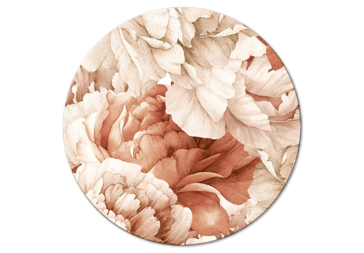Round Canvas Peonies - Decorative Flowers Painted With Paint in Bright Colors 149749