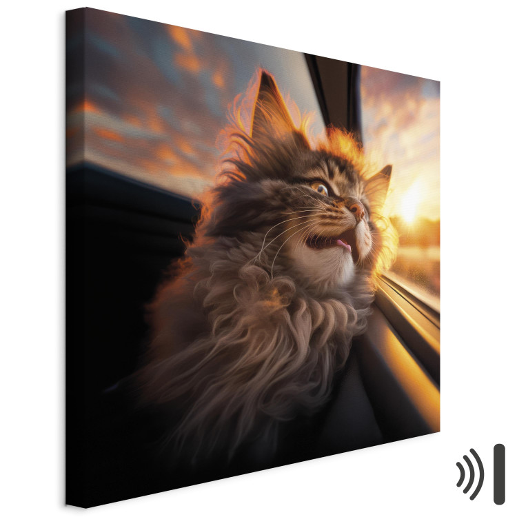 Canvas Print AI Maine Coon Cat - Animal on a Journey to the Setting Sun - Square 150149 additionalImage 8