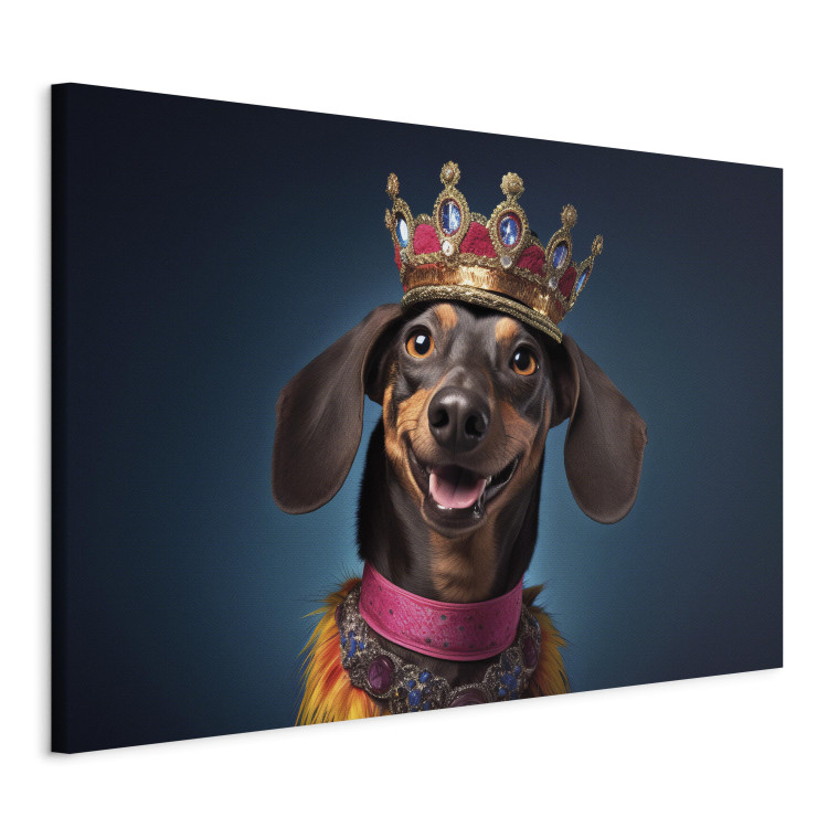 Canvas AI Dog Dachshund - Portrait of a Smiling Animal Wearing a Crown - Horizontal 150249 additionalImage 2
