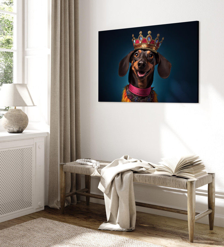 Canvas AI Dog Dachshund - Portrait of a Smiling Animal Wearing a Crown - Horizontal 150249 additionalImage 4