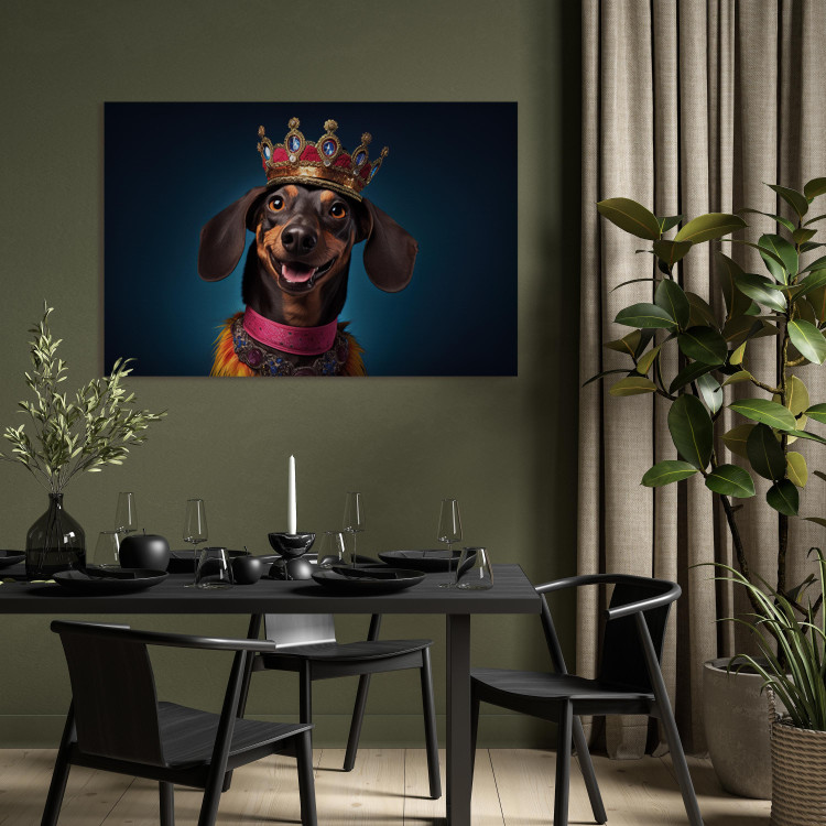 Canvas AI Dog Dachshund - Portrait of a Smiling Animal Wearing a Crown - Horizontal 150249 additionalImage 3
