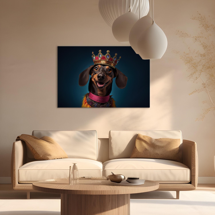 Canvas AI Dog Dachshund - Portrait of a Smiling Animal Wearing a Crown - Horizontal 150249 additionalImage 5