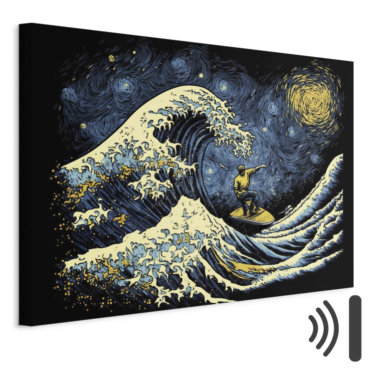 Canvas Art Print Surfer on a Wave - Impressionistic Image Generated by AI 151049 additionalImage 8