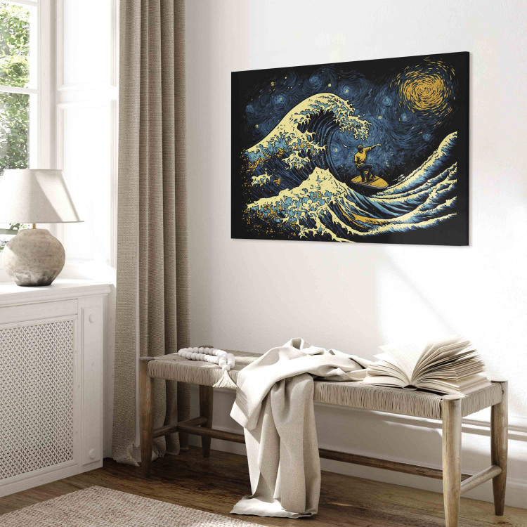 Canvas Art Print Surfer on a Wave - Impressionistic Image Generated by AI 151049 additionalImage 4
