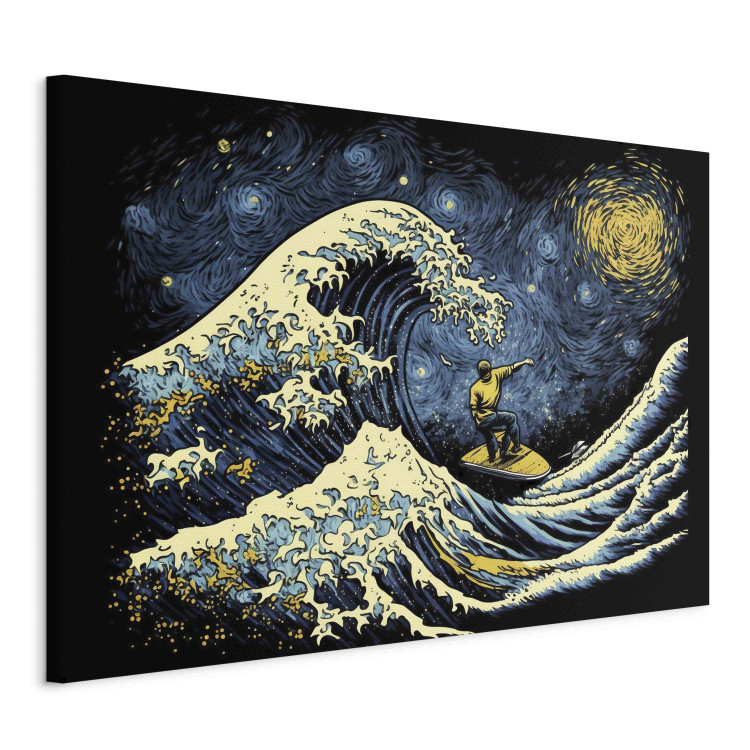 Canvas Art Print Surfer on a Wave - Impressionistic Image Generated by AI 151049 additionalImage 2