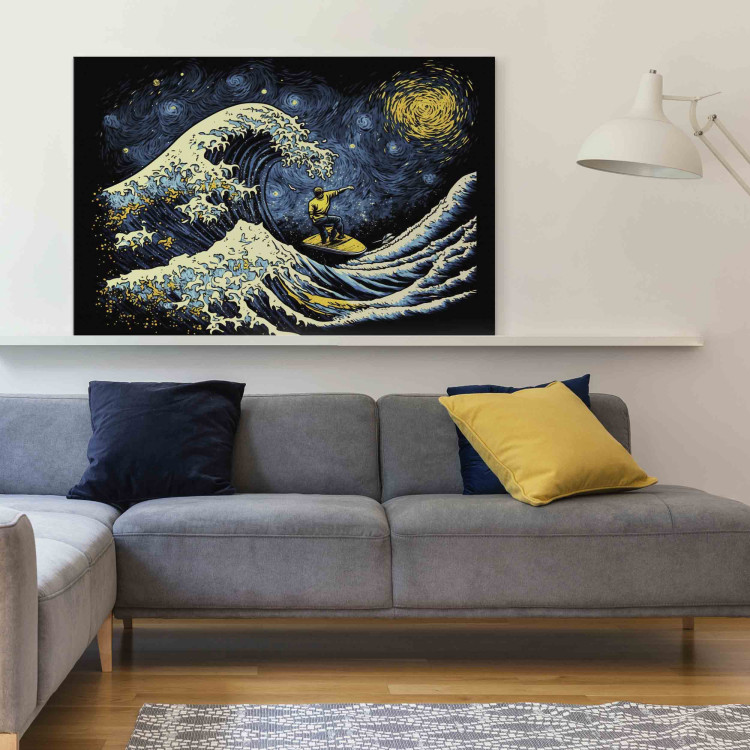 Canvas Art Print Surfer on a Wave - Impressionistic Image Generated by AI 151049 additionalImage 9