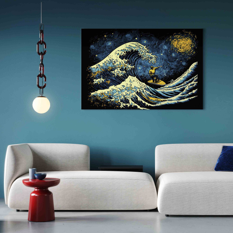 Canvas Art Print Surfer on a Wave - Impressionistic Image Generated by AI 151049 additionalImage 5
