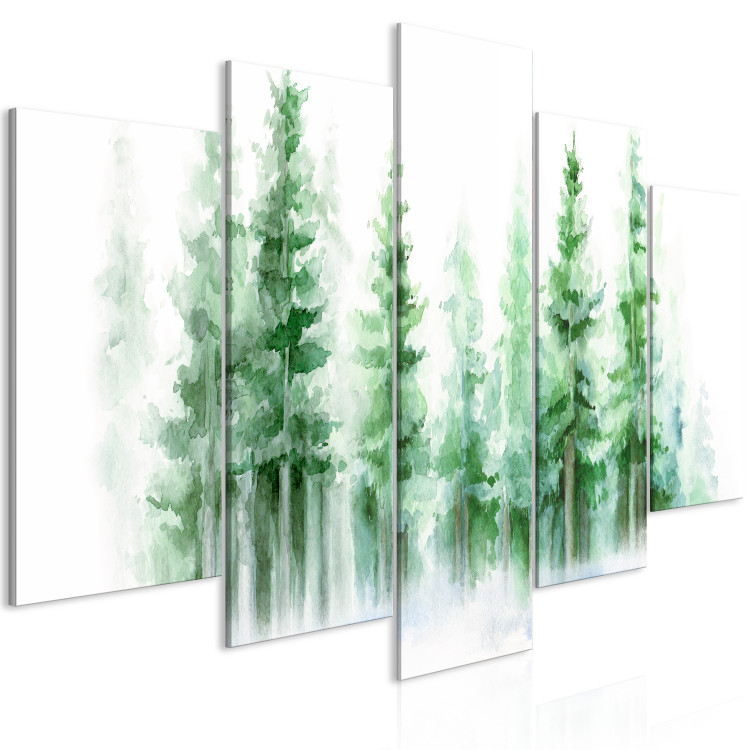 Canvas Spruce Forest - Trees Painted With Watercolor in Delicate Colors 151849 additionalImage 2