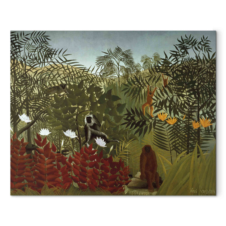 Reproduction Painting Forêt tropicale avec singes et serpent 159049