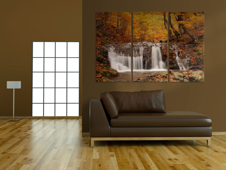Canvas A waterfall in the middle of autumn trees 58649 additionalImage 3