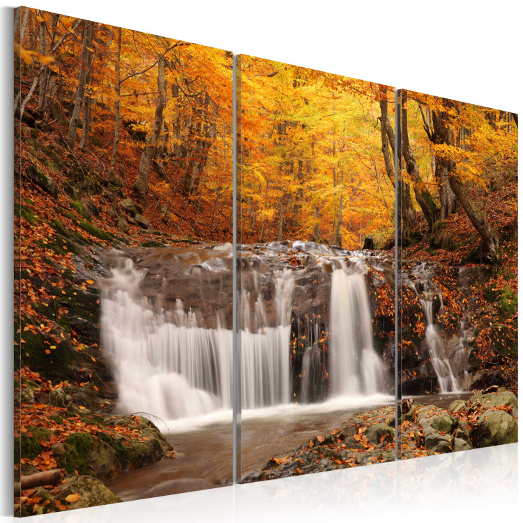 Canvas A waterfall in the middle of autumn trees 58649 additionalImage 2