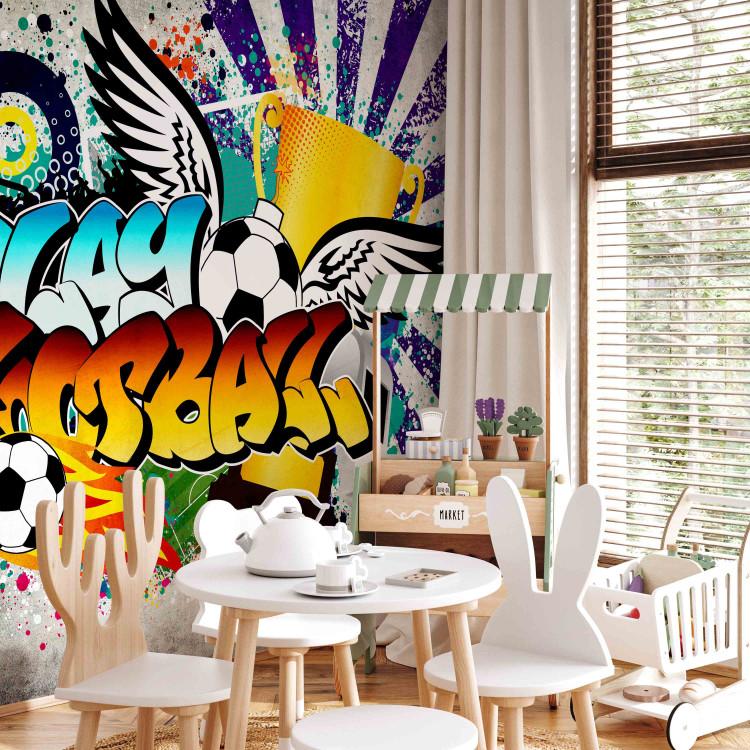 Wall Mural Colorful Sports Graffiti - Expression about soccer for a teenager 61149 additionalImage 4