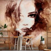 Photo Wallpaper Female Figures - portrait of a woman's face in watercolor style in browns 64549 additionalThumb 4