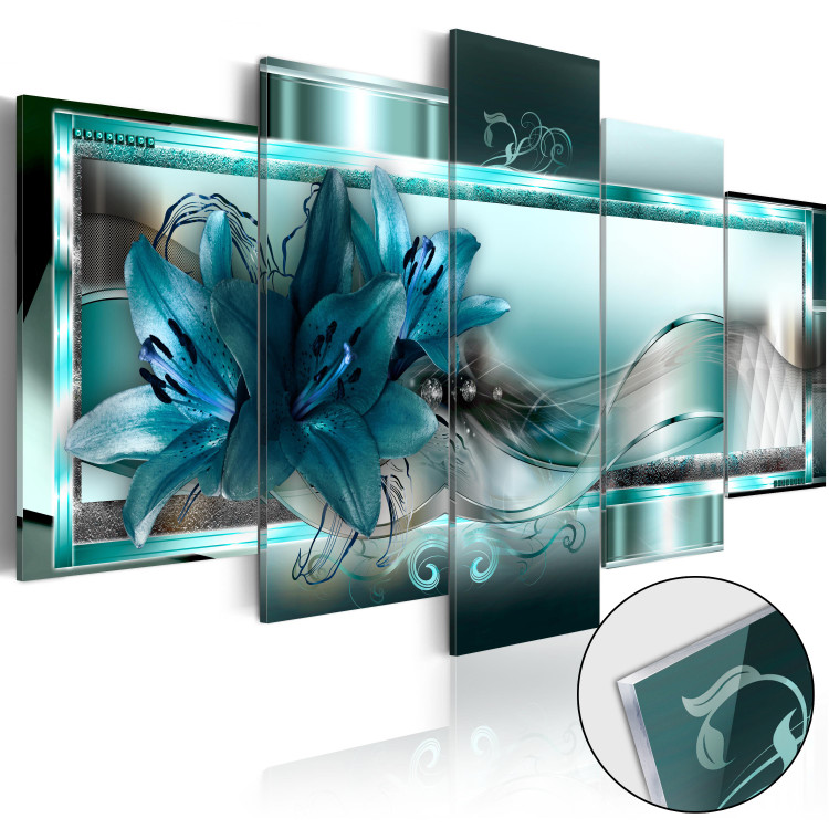 Print On Glass Sky Blue Lilies [Glass] 93049