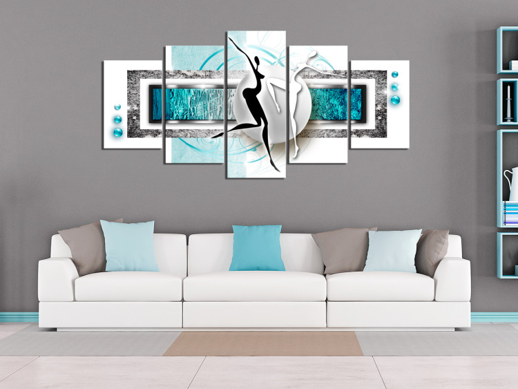 Canvas Winter Dance - Abstraction of Two Dancing Figures on Blue Background 97949 additionalImage 3