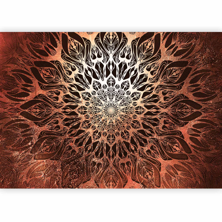 Photo Wallpaper Oriental spider web - black illuminated zen mandala on a background in browns 107759 additionalImage 5