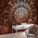 Photo Wallpaper Oriental spider web - black illuminated zen mandala on a background in browns 107759 additionalThumb 4