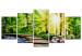 Canvas Print Forest Footbridge (5-part) Wide - Scenic Green Forest Landscape 108359