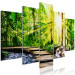 Canvas Print Forest Footbridge (5-part) Wide - Scenic Green Forest Landscape 108359 additionalThumb 2