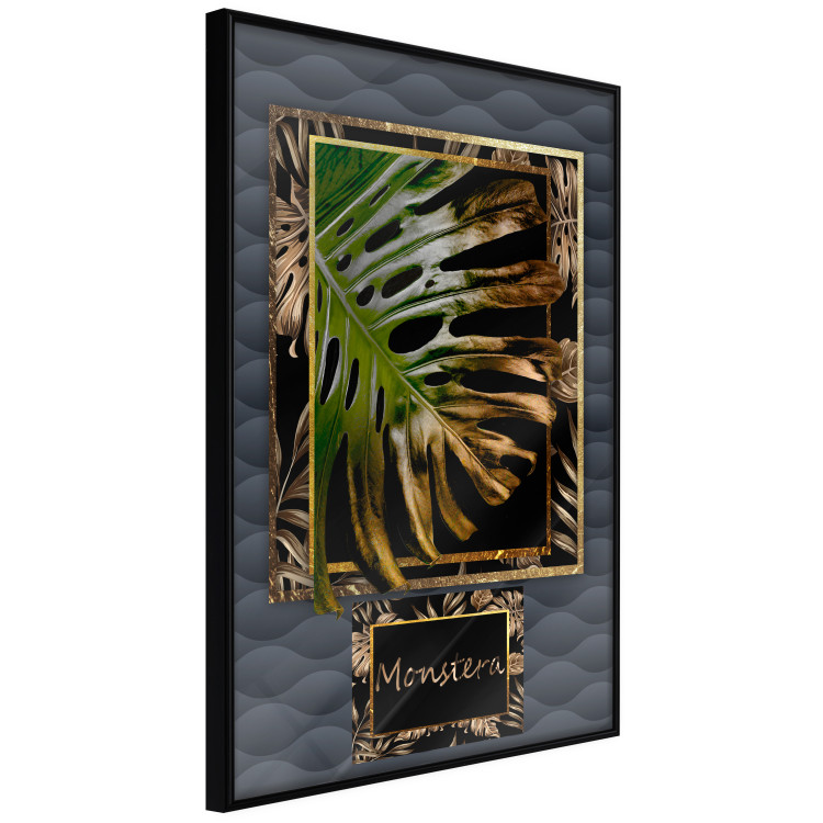 Poster Gilded Monstera - Composition with a tropical plant on a dark background 114359 additionalImage 10