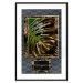 Poster Gilded Monstera - Composition with a tropical plant on a dark background 114359 additionalThumb 15