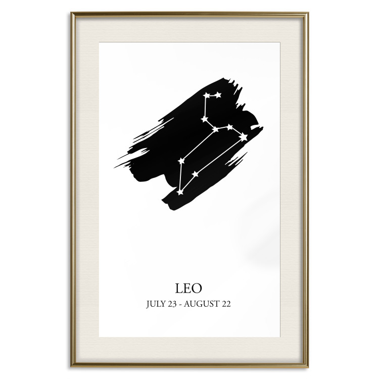 Poster Zodiac signs: Leo - composition with star constellation in black and white 114859 additionalImage 22