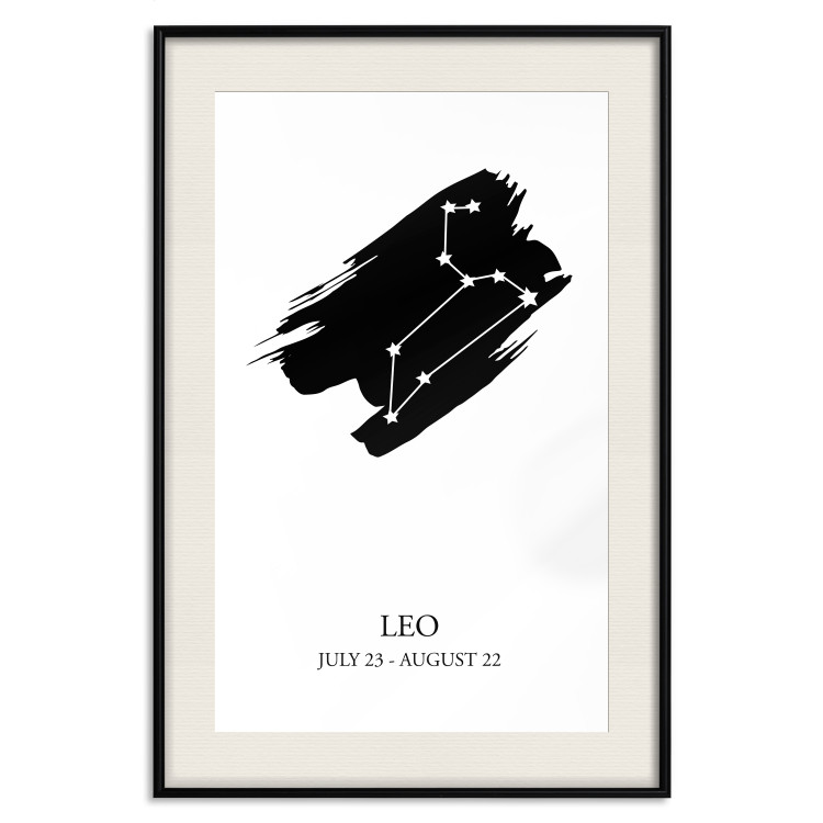 Poster Zodiac signs: Leo - composition with star constellation in black and white 114859 additionalImage 21