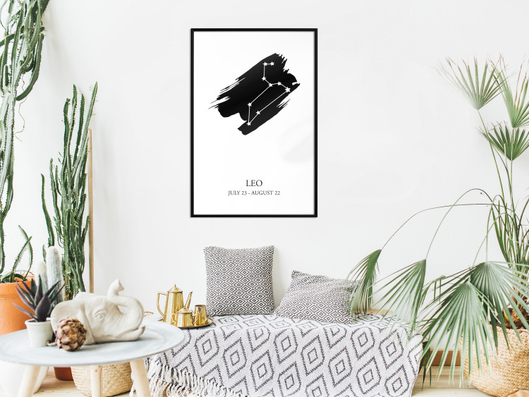 Poster Zodiac signs: Leo - composition with star constellation in black and white 114859 additionalImage 3