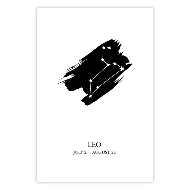 Poster Zodiac signs: Leo - composition with star constellation in black and white 114859 additionalImage 18