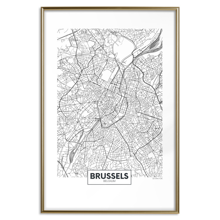 Wall Poster Map of Brussels - black and white map of one of the cities in Belgium with labels 116359 additionalImage 16
