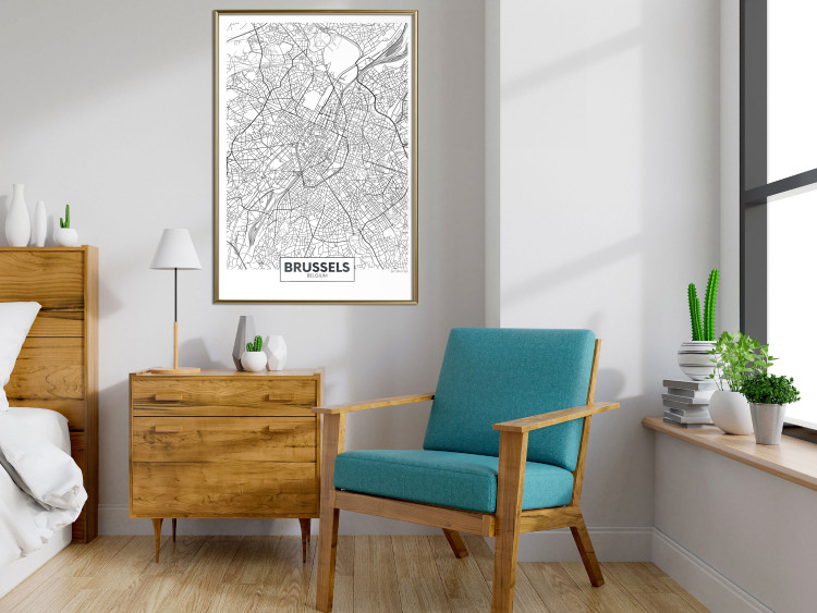 Wall Poster Map of Brussels - black and white map of one of the cities in Belgium with labels 116359 additionalImage 10
