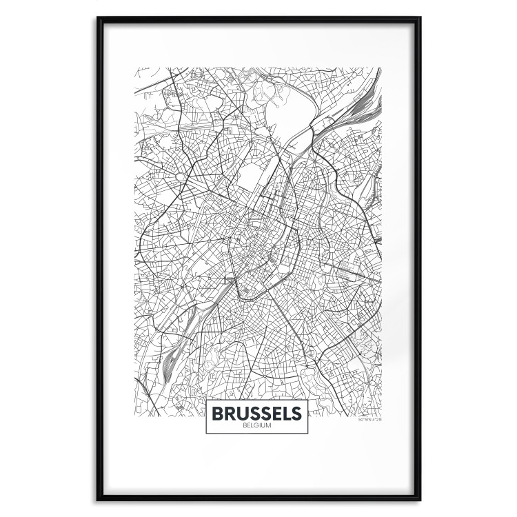Wall Poster Map of Brussels - black and white map of one of the cities in Belgium with labels 116359 additionalImage 17