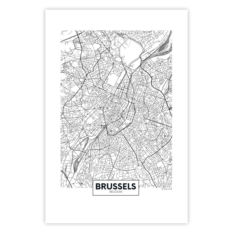 Wall Poster Map of Brussels - black and white map of one of the cities in Belgium with labels 116359 additionalImage 25